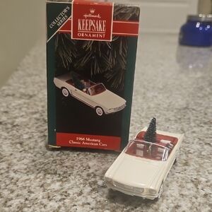 Hallmark Keepsake 1966 Mustang Ornament in White and Red